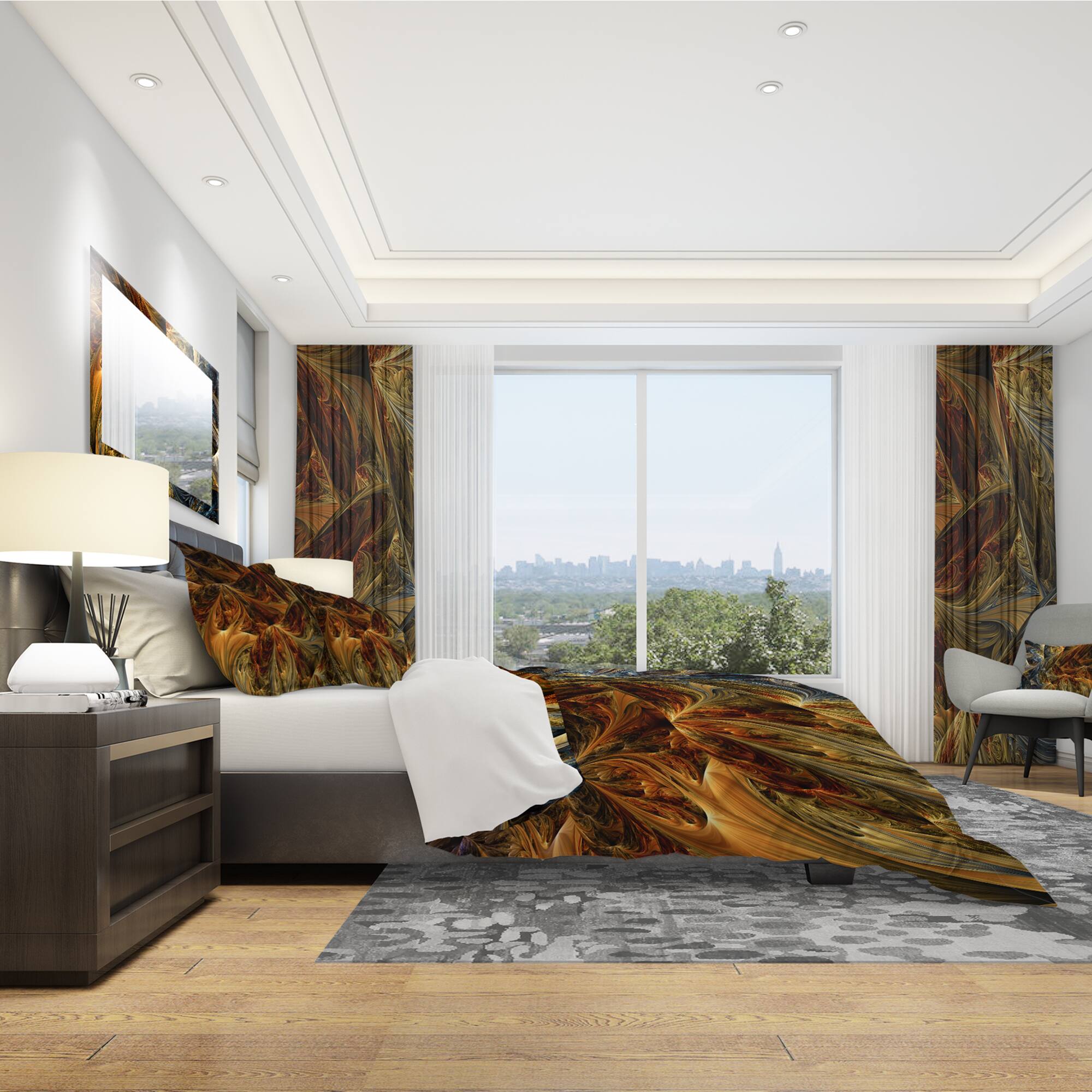 Designart 'Molten Gold Abstract' Modern & Contemporary Bedding Set